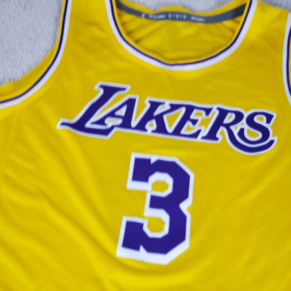 Fanatics NBA Jersey Men's Medium Gold Los Angeles Lakers A. Davis #3 Basketball
